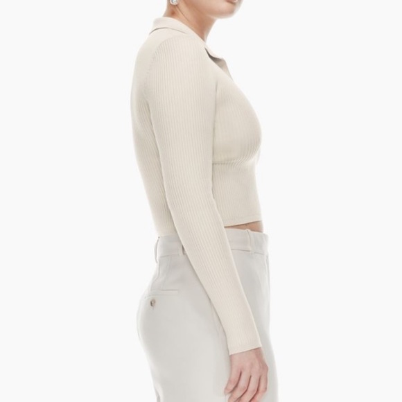 Aritzia color matte pearl Sculpt Knit Polo Longsleeve - Picture 5 of 7